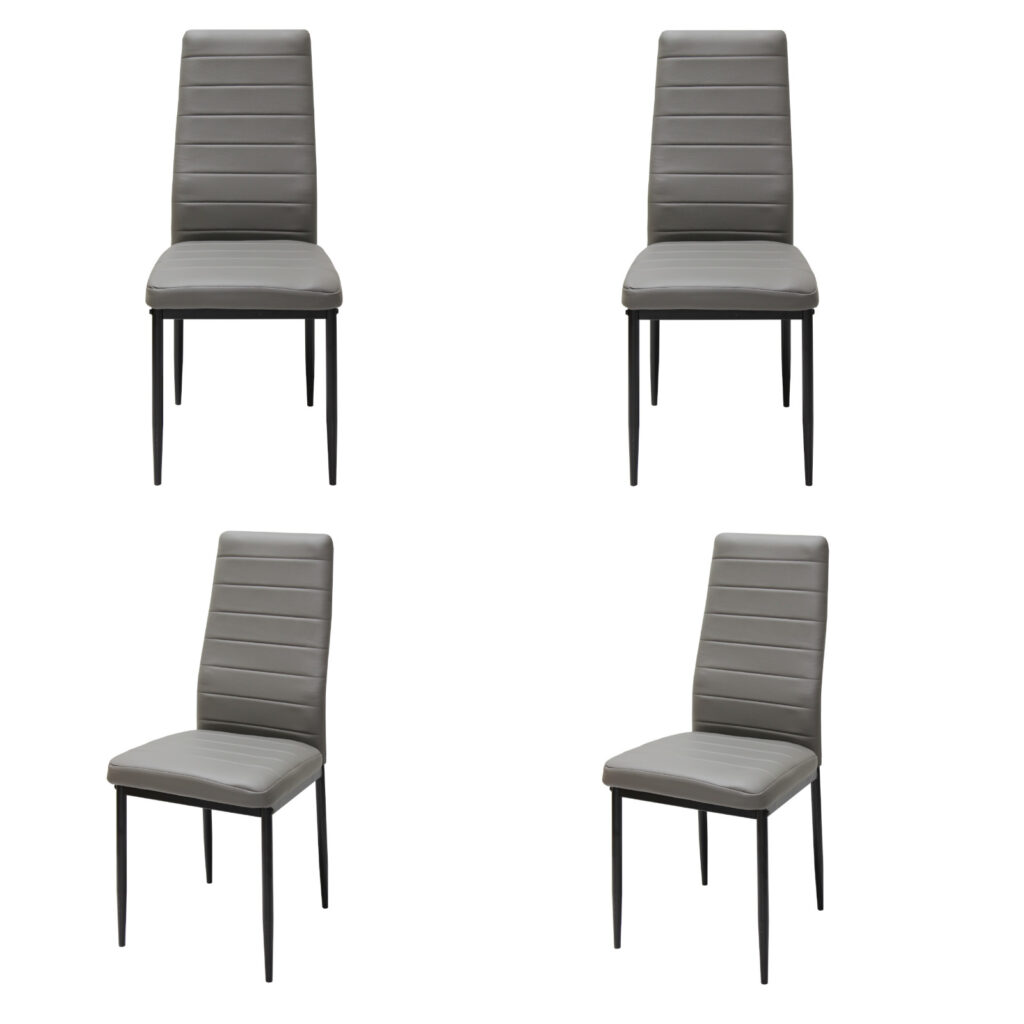set 4 Scaune Piele Ecologică Oscar Gri