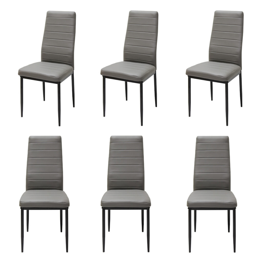 Set 6 Scaune Piele Ecologică Oscar Gri