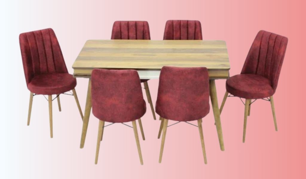 set-masa-fixa-cairo-cu-sertar-si-6-scaune-apollo-bordo