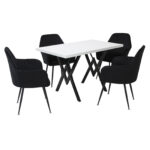 Set masă fixă Arta cu 4 scaune Coral Negru