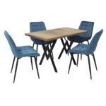 Set masă fixă Arta Nuc cu 4 scaune Onix Blue