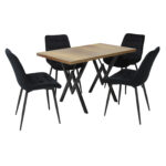 Set masă fixă Arta Nuc cu 4 scaune Onix Negru