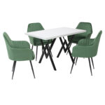 Set masă fixă Arta cu 4 scaune Coral Verde