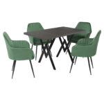 Set masă fixă Arta Wenge cu 4 scaune Coral Verde