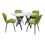 Set masă fixă Arta Alba cu 4 scaune Opal Olive