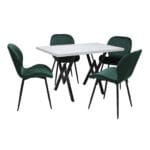 Set masă fixă Arta Alba cu 4 scaune Opal Verde