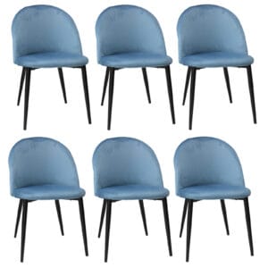 Set 6 Scaune Bella Albastru Picior Negru