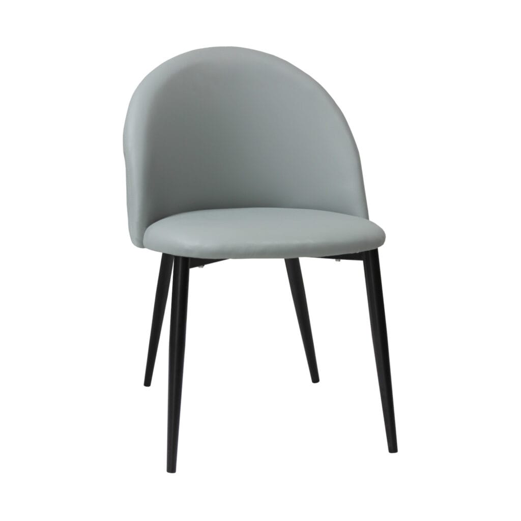 Scaun Piele Ecologică Bella Gri Picior Negru
