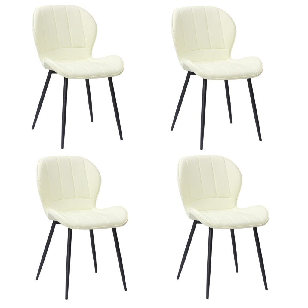 Set 4 Scaune Piele Ecologică Topaz Crem