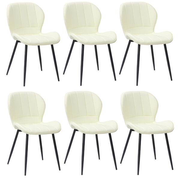 Set 6 Scaune Piele Ecologică Topaz Crem