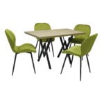Set masă fixă Arta Stejar cu 4 scaune Opal Olive