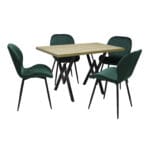 Set masă fixă Arta Stejar cu 4 scaune Opal Verde