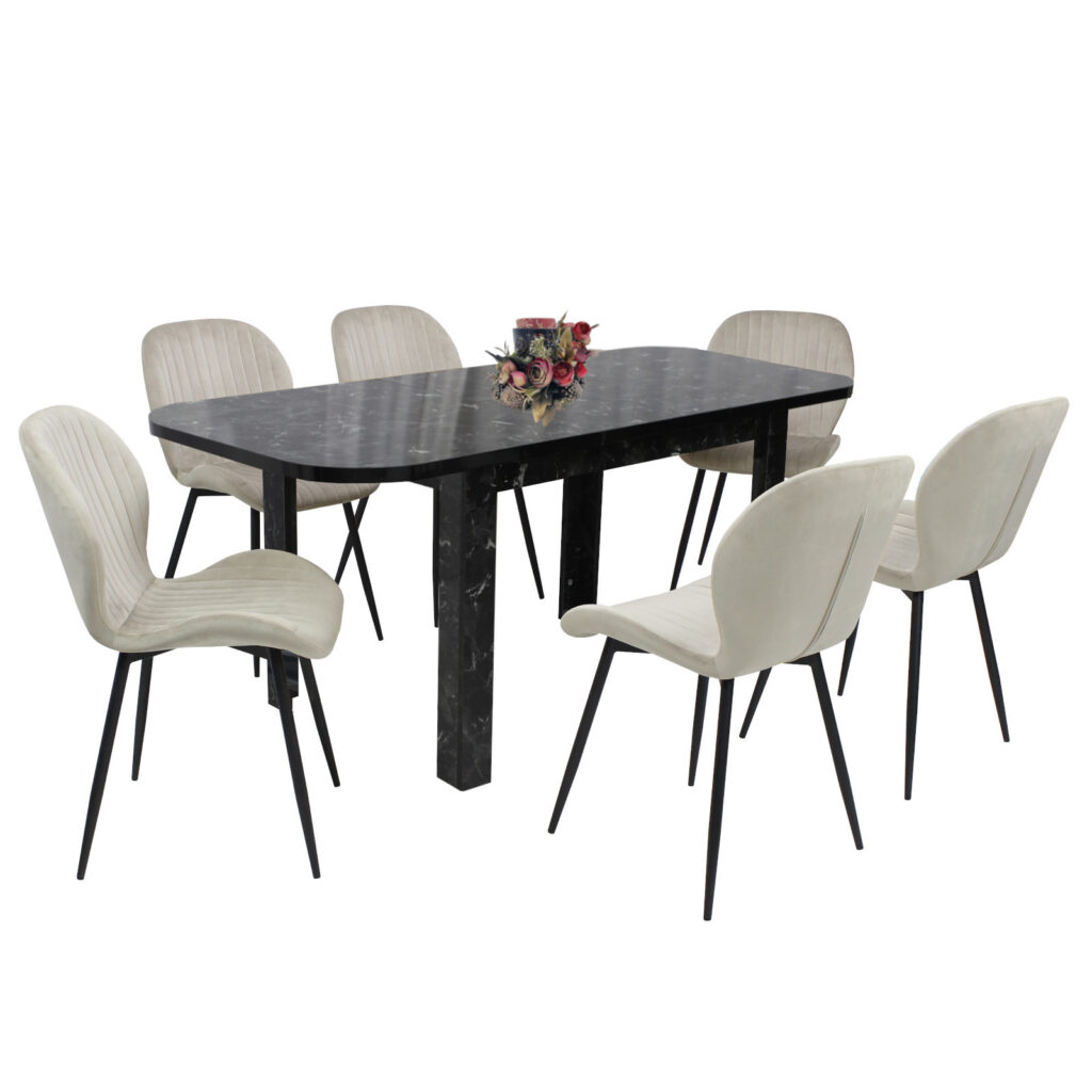 Masa extensibila Roma negru Cu 6 sc Opal capucino