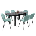 Masa extensibila Roma negru Cu 6 sc Opal verde fistic