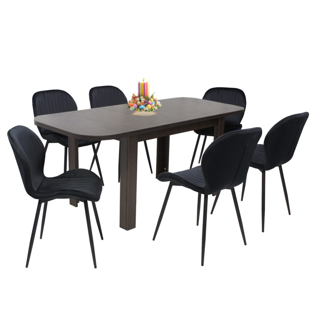 Masa extensibila Roma wenge Cu 6 sc Opal negru