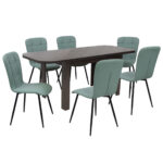 Masa extensibila Roma wenge Cu 6 sc Piele Ecologica luca verde fistic