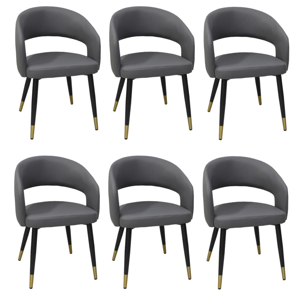set 6 Scaune Piele Ecologica Monaco Gri