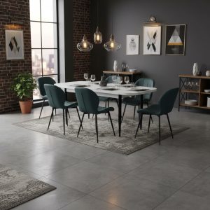 Set masa extensibila Viena Alba cu 6 Scaune Piele Topaz Turcoaz3