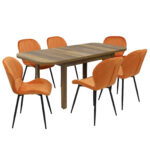 Set masă extensibilă Roma Nuc cu 6 Scaune Topaz Portocaliu