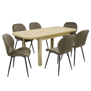 Set masă extensibilă Roma Stejar cu 6 Scaune Topaz Maro
