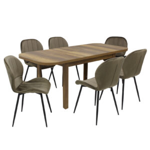 Set masă extensibilă Roma Nuc cu 6 Scaune Topaz Maro
