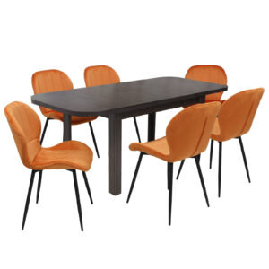 Set masă extensibilă Roma Wenge cu 6 Scaune Topaz Portocaliu
