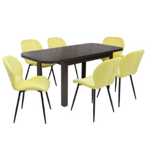 Set masă extensibilă Roma Wenge cu 6 Scaune Topaz Galben