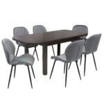 Set masă extensibilă Roma Wenge cu 6 Scaune Topaz Gri