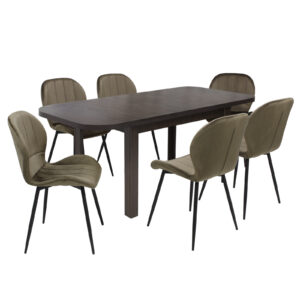 Set masă extensibilă Roma Wenge cu 6 Scaune Topaz Maro