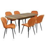 Set masă extensibilă Viena Nuc cu 6 Scaune Topaz Portocaliu