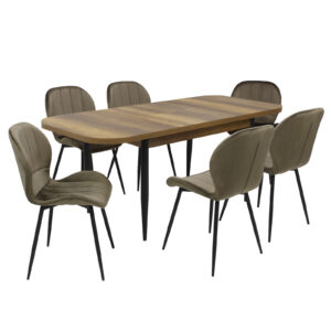 Set masă extensibilă Viena Nuc cu 6 Scaune Topaz Maro