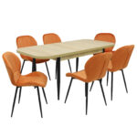 Set masă extensibilă Viena Stejar cu 6 Scaune Topaz Portocaliu