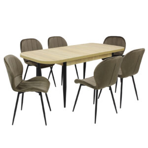 Set masă extensibilă Viena Stejar cu 6 Scaune Topaz Maro
