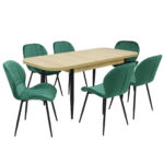 Set masă extensibilă Viena Stejar cu 6 Scaune Topaz Verde