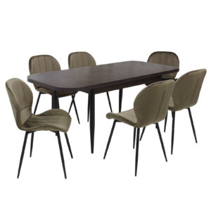 Set masă extensibilă Viena Wenge cu 6 Scaune Topaz Maro