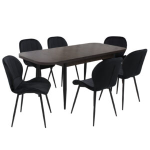 Set masă extensibilă Viena Wenge cu 6 Scaune Topaz Negru
