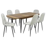 Set masă extensibilă Viena Nuc cu 6 Scaune Gya Gri