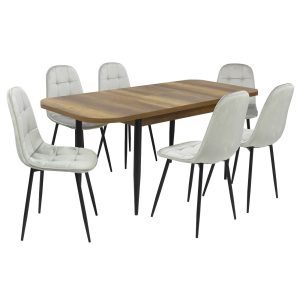 Set masă extensibilă Viena Nuc cu 6 Scaune Gya Gri