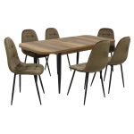 Set masă extensibilă Viena Nuc cu 6 Scaune Gya Maro
