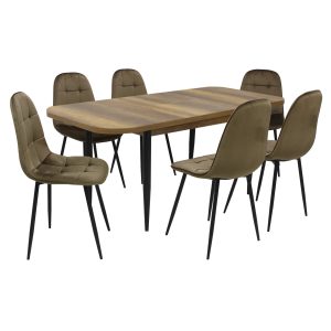 Set masă extensibilă Viena Nuc cu 6 Scaune Gya Maro