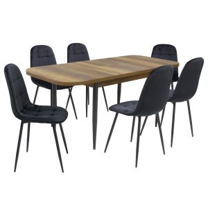 Set masă extensibilă Viena Nuc cu 6 Scaune Gya Negru