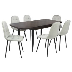 Set masă extensibilă Viena Wenge cu 6 Scaune Gya Gri