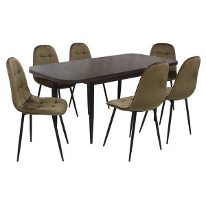 Set masă extensibilă Viena Wenge cu 6 Scaune Gya Maro