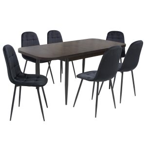 Set masă extensibilă Viena Wenge cu 6 Scaune Gya Negru