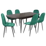 Set masă extensibilă Viena Wenge cu 6 Scaune Gya Verde