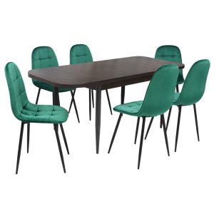 Set masă extensibilă Viena Wenge cu 6 Scaune Gya Verde