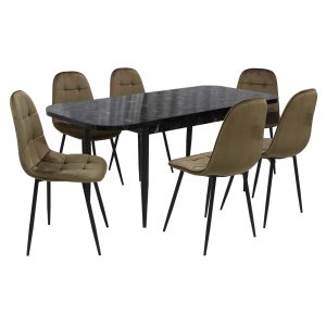 Set masă extensibilă Viena Negru cu 6 Scaune Gya Maro