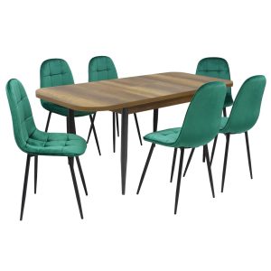 Set masă extensibilă Viena Nuc cu 6 Scaune Gya Verde