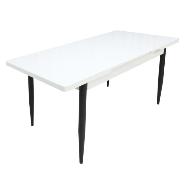 Set masă extensibilă Albă cu 6 Scaune Gya Gri