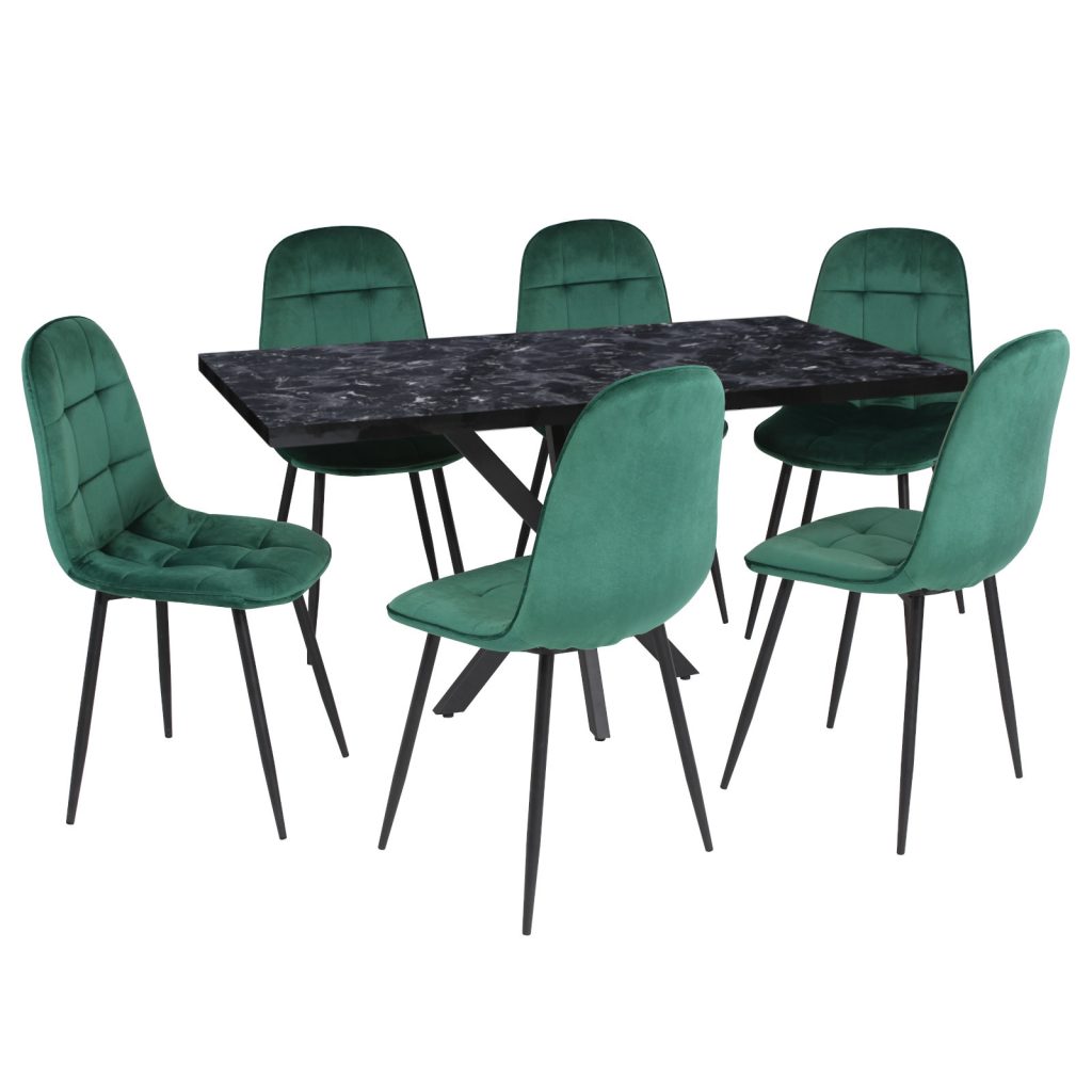 Masa fixa Dreptunghiulara Tania X negru 6 gya verde